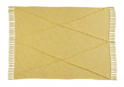 60" X 50" Blue Woven Cotton Throw Blanket with Fringe