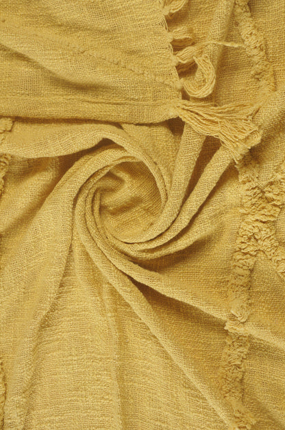 60" X 50" Blue Woven Cotton Throw Blanket with Fringe