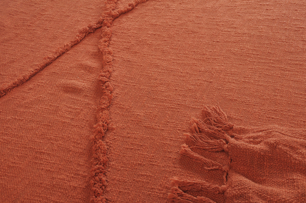 60" X 50" Blue Woven Cotton Throw Blanket with Fringe