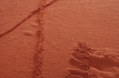 60" X 50" Blue Woven Cotton Throw Blanket with Fringe