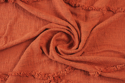 60" X 50" Blue Woven Cotton Throw Blanket with Fringe