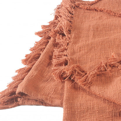 60" X 50" Blue Woven Cotton Throw Blanket with Fringe