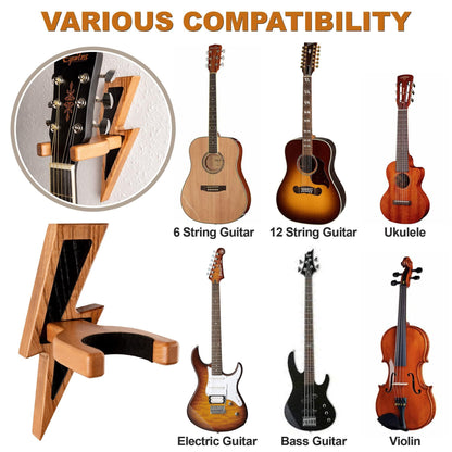 Guitar Holder Wall Mount Ash Wood Wooden Guitar Hanger Hook Stand Rack