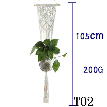 Flower Pot Net Bag Beige Cotton Rope Indoor Plant Hanger Hanging