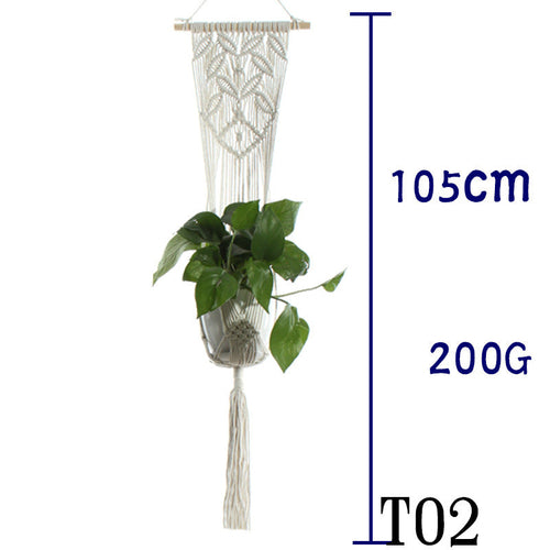 Flower Pot Net Bag Beige Cotton Rope Indoor Plant Hanger Hanging
