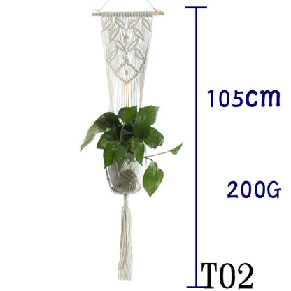 Flower Pot Net Bag Beige Cotton Rope Indoor Plant Hanger Hanging