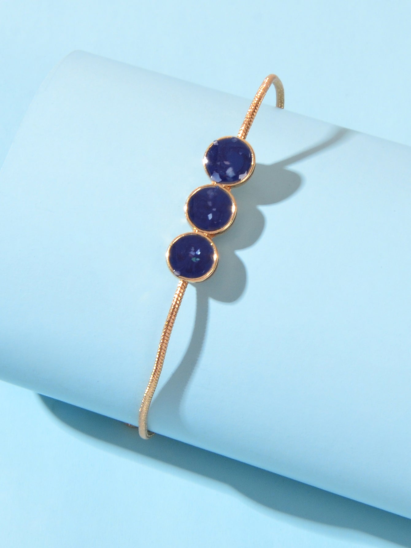 Female Jewellery Blue Enamel Round Gold Chain Adjustable Women