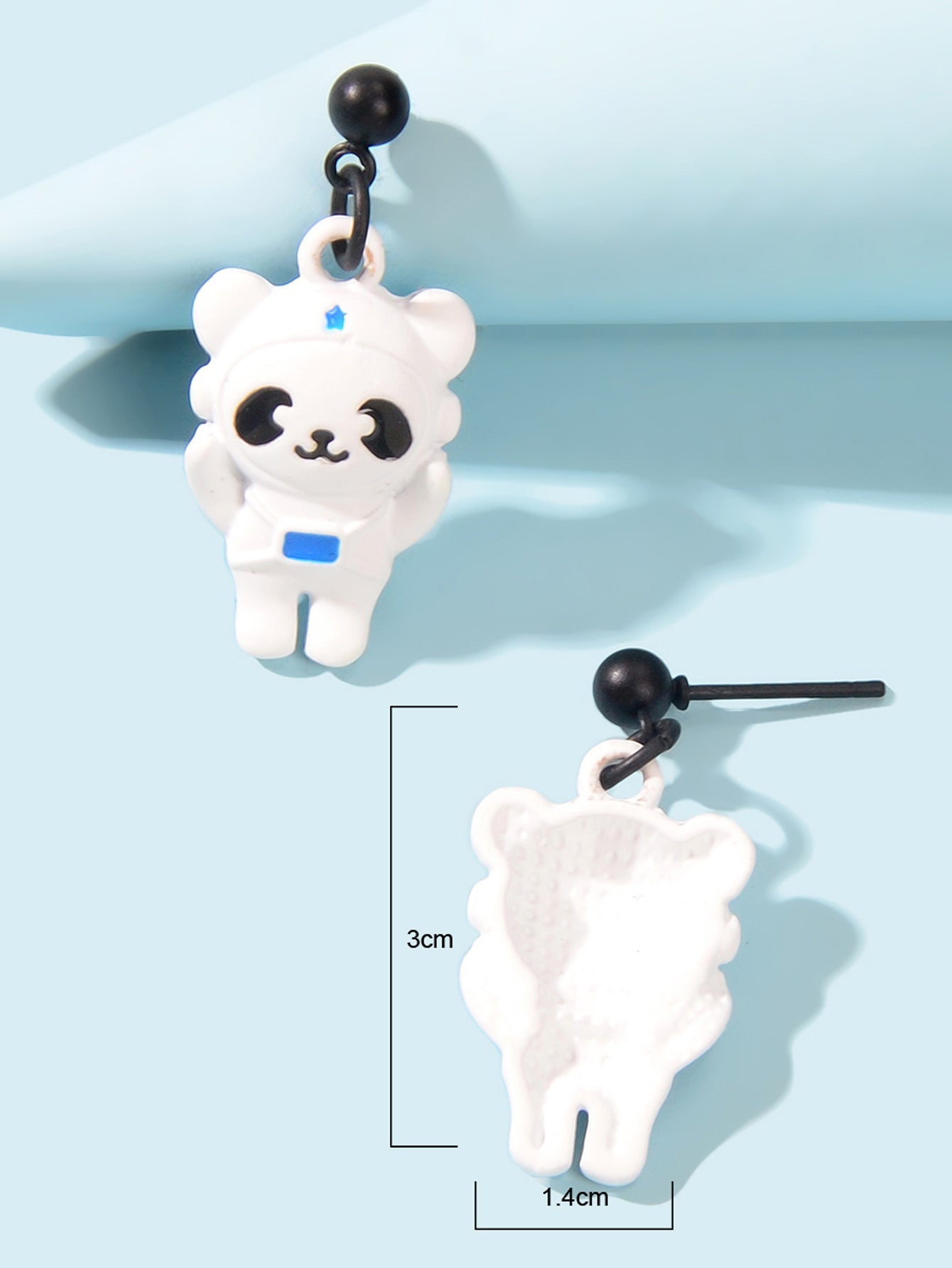 Creative Cartoon Space Series White Astronaut Bear Dangle Earrings