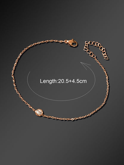Delicate Summer Beach Rose Gold Chain Rhinstone Charm Anklets Women