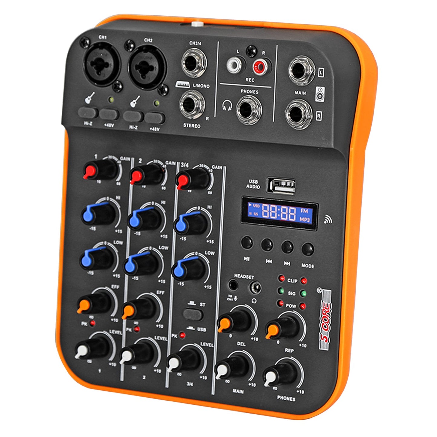 5 Core Audio Mixer 4 Channel DJ Equipment with Bluetooth USB Sound