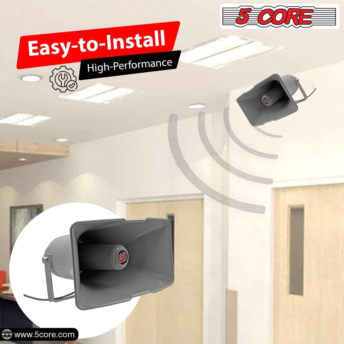 5 Core PA Horn Speaker Outdoor Siren Loudspeaker 35W RMS Loud