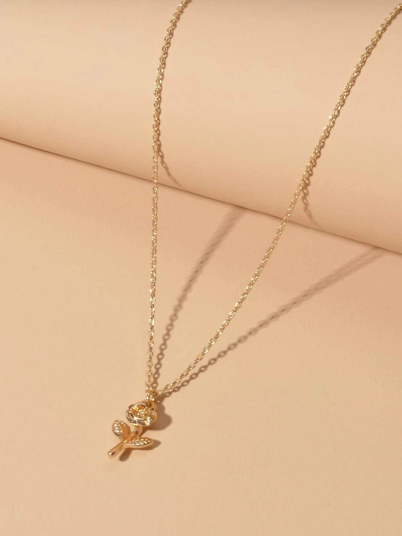 AU Stock Jewellery Gold Chain Rose Flower Charm Necklace Teens Women