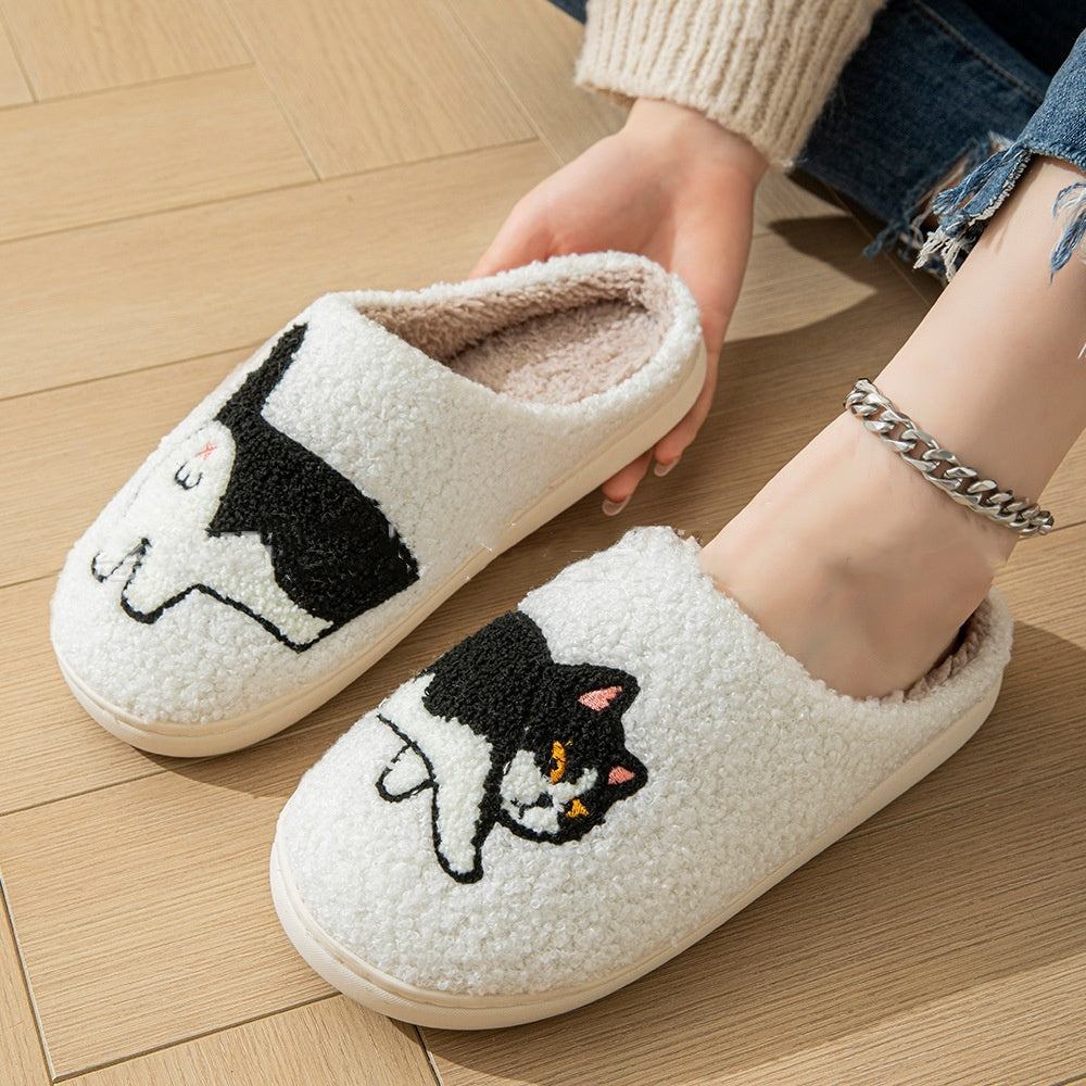 Cartoon Cotton Slippers For Women Men Indoor Outdoor Slippers For