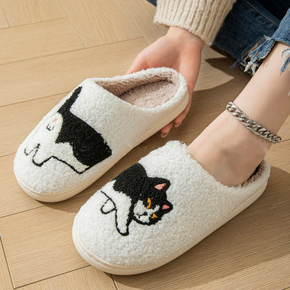 Cartoon Cotton Slippers For Women Men Indoor Outdoor Slippers For
