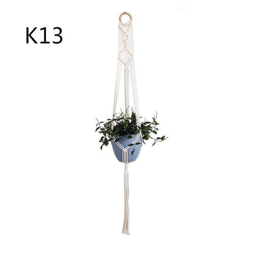 Flower Pot Net Bag Beige Cotton Rope Indoor Plant Hanger Hanging