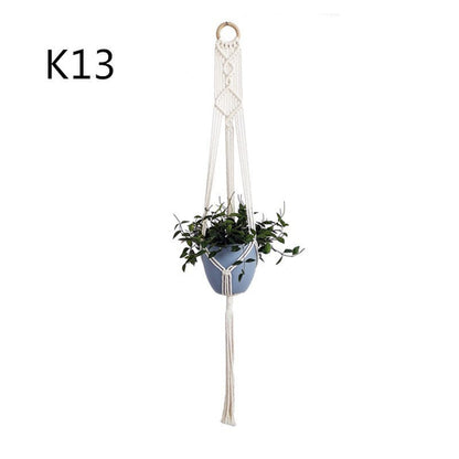 Flower Pot Net Bag Beige Cotton Rope Indoor Plant Hanger Hanging