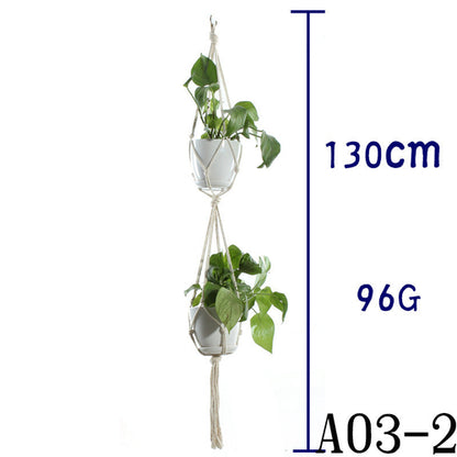 Flower Pot Net Bag Beige Cotton Rope Indoor Plant Hanger Hanging