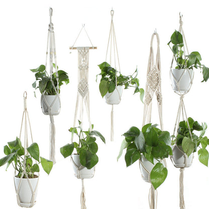 Flower Pot Net Bag Beige Cotton Rope Indoor Plant Hanger Hanging