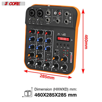Audio Mixer 4 Channel DJ Equipment with Bluetooth USB Sound Board