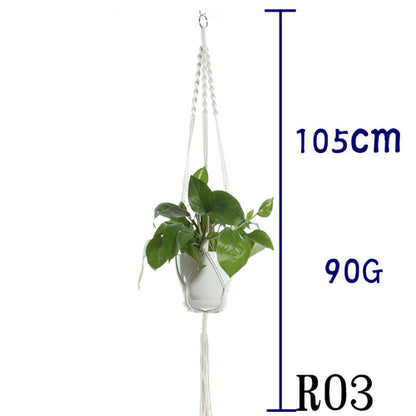Flower Pot Net Bag Beige Cotton Rope Indoor Plant Hanger Hanging