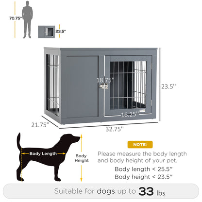 Dog Cage Furniture Metal Indoor Pet Cage Cage, Double Door End Table,