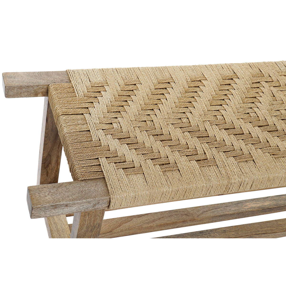 Bench DKD Home Decor Natural Wood Rope Mango wood