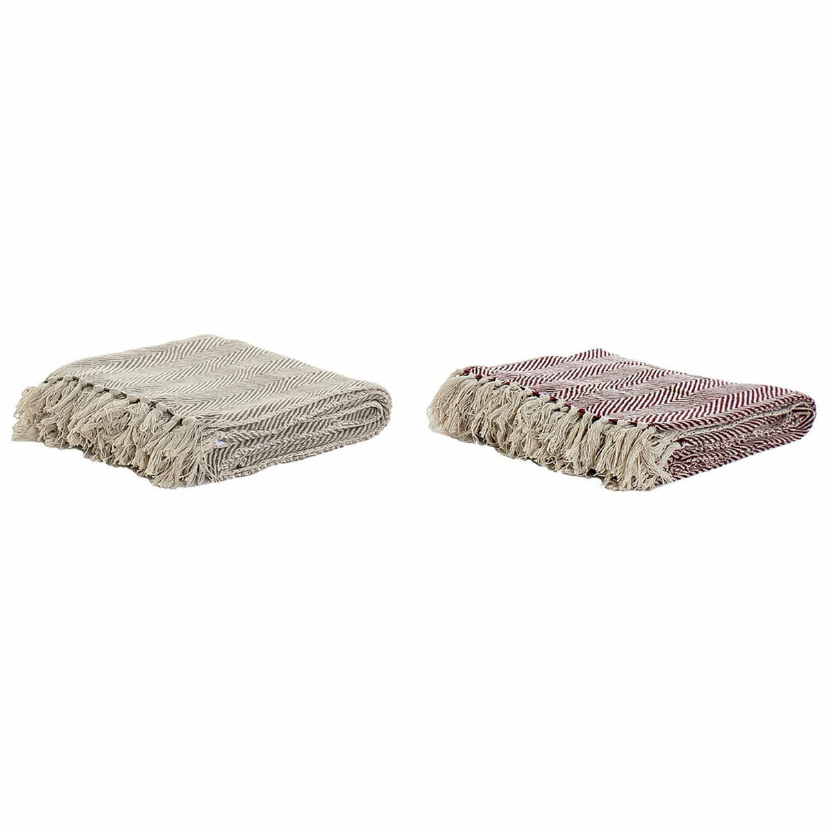 Blanket DKD Home Decor Fringe 150 x 200 x 1 cm (2 Units)