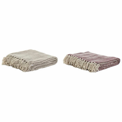 Blanket DKD Home Decor Fringe 150 x 200 x 1 cm (2 Units)