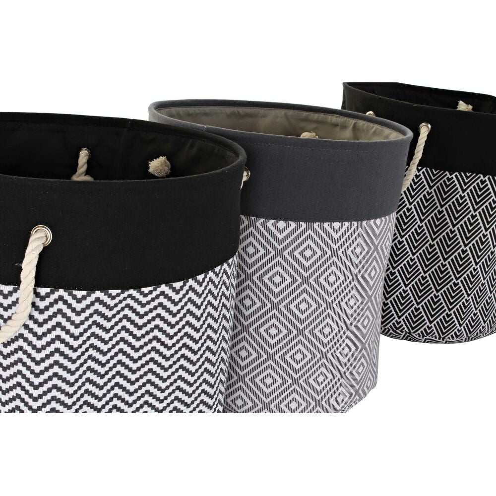 Laundry basket DKD Home Decor Printed Black Grey White 45 x 45 x 50 cm