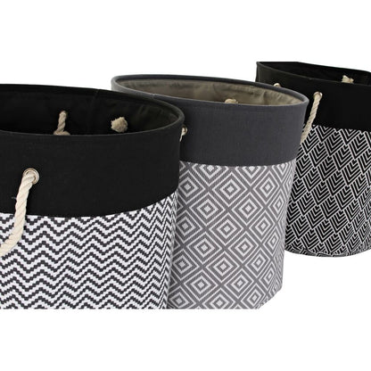 Laundry basket DKD Home Decor Printed Black Grey White 45 x 45 x 50 cm