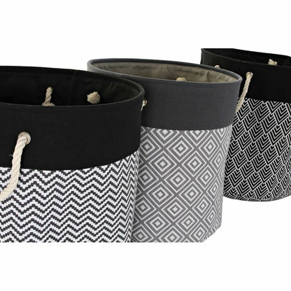 Laundry basket DKD Home Decor Printed Black Grey White 45 x 45 x 50 cm