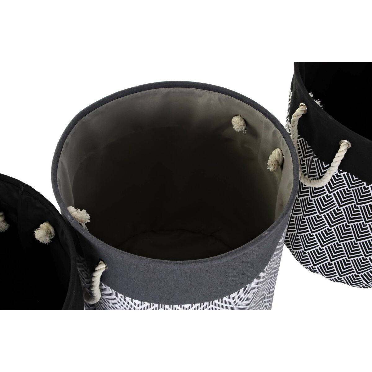 Laundry basket DKD Home Decor Printed Black Grey White 45 x 45 x 50 cm