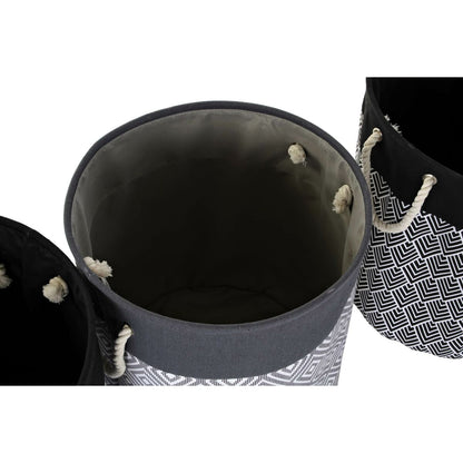 Laundry basket DKD Home Decor Printed Black Grey White 45 x 45 x 50 cm