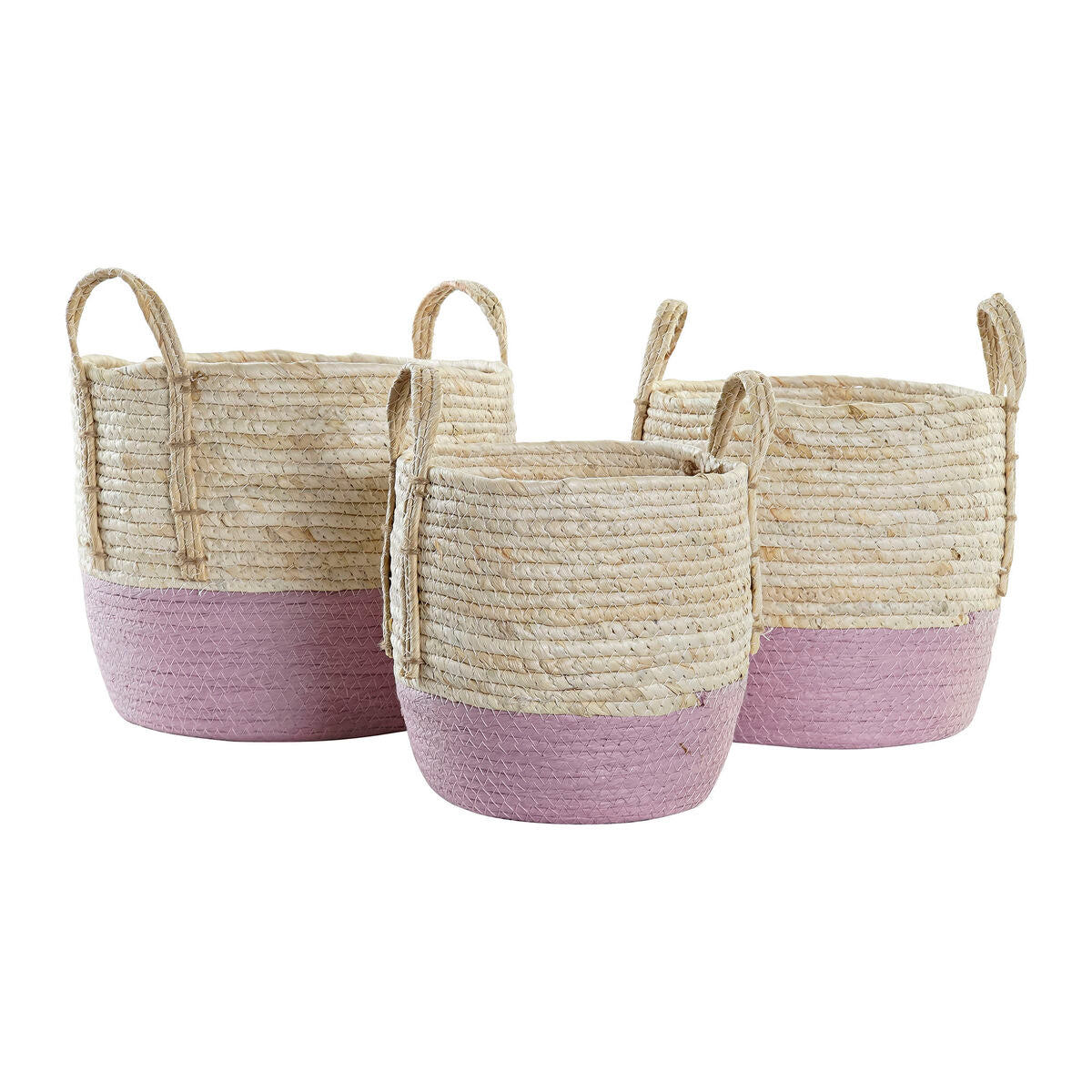 Basket set DKD Home Decor Rope Natural Fibre (3 Pieces) (30 x 30 x 26