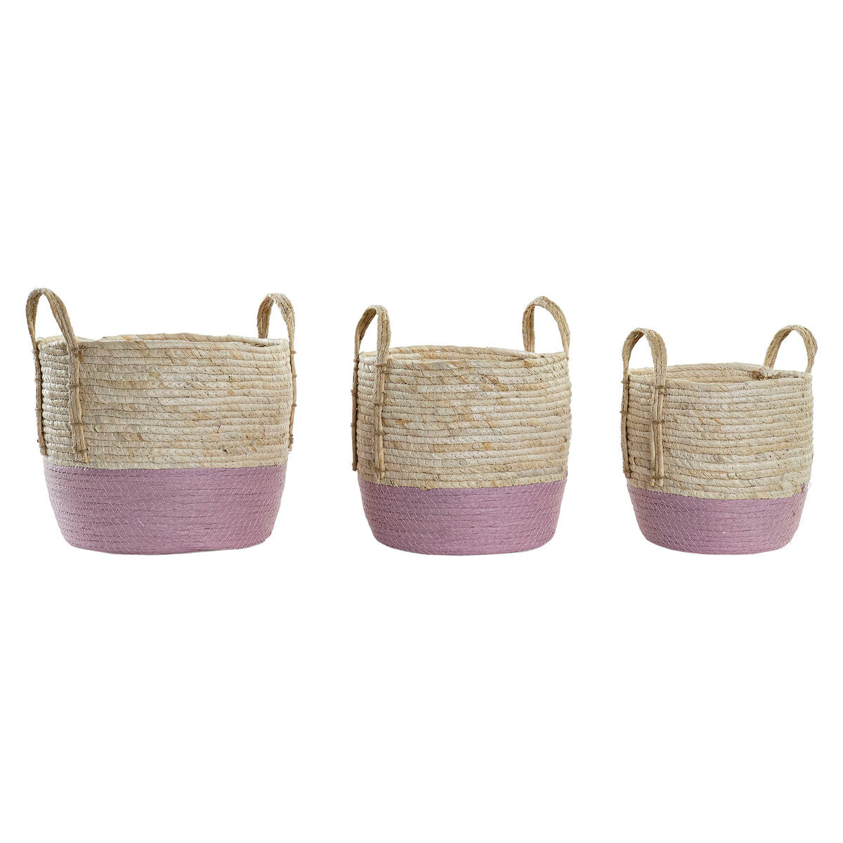 Basket set DKD Home Decor Rope Natural Fibre (3 Pieces) (30 x 30 x 26