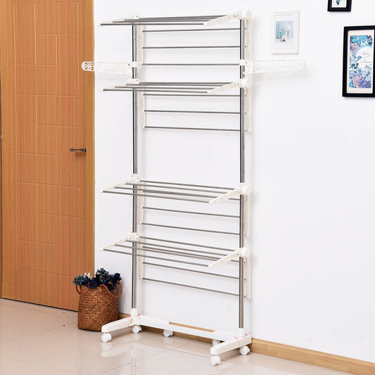 HOMCOM 4 Layers Folding Clothes Hanger Stand Dryer Storage Towel Rack