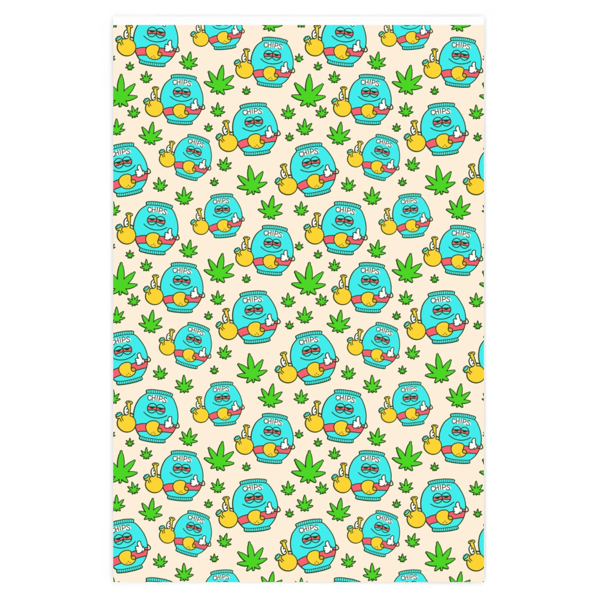 Funny weed marijuana leafs and chips bag Wrapping Paper