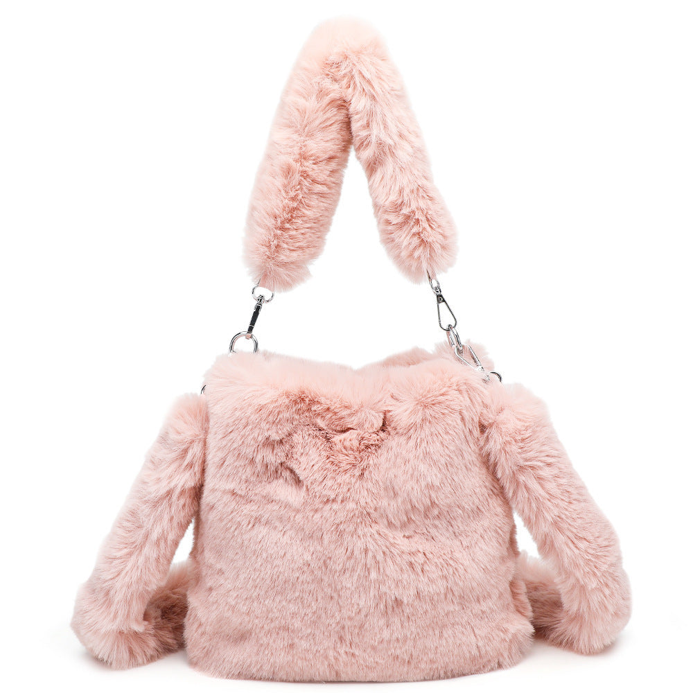 Women Fluffy Shoulder Bag Top-handle Bag Female Autumn Winter Handbag