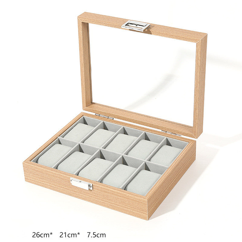 Elegant wooden grain watch jewelry storage case