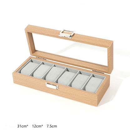 Elegant wooden grain watch jewelry storage case