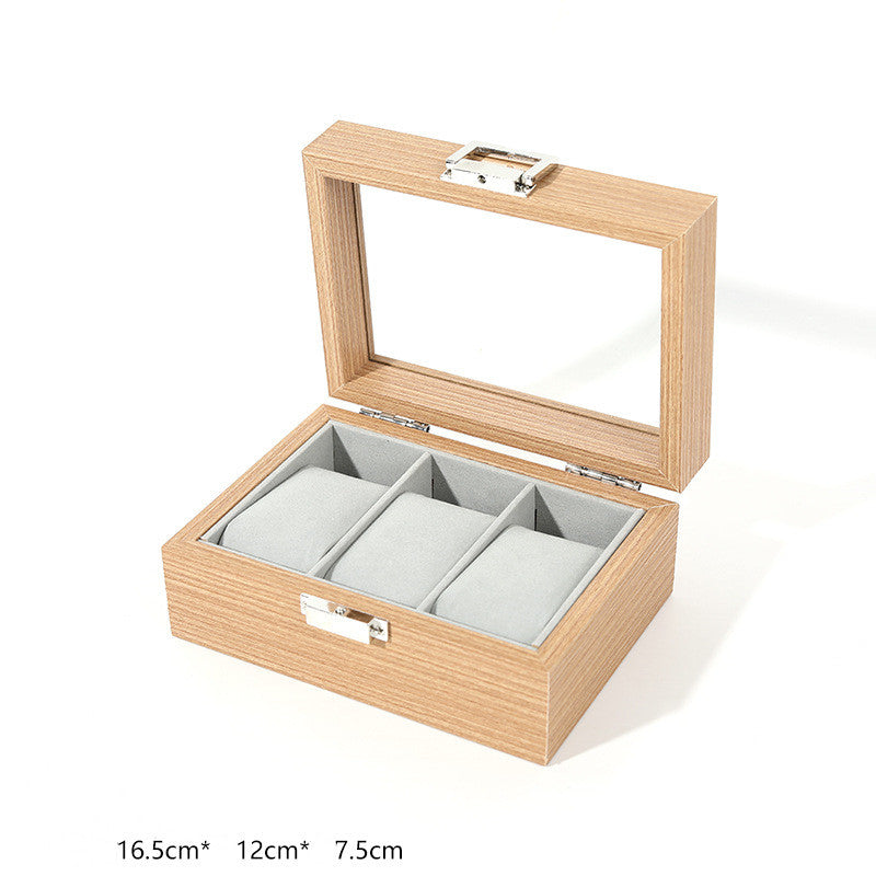 Elegant wooden grain watch jewelry storage case