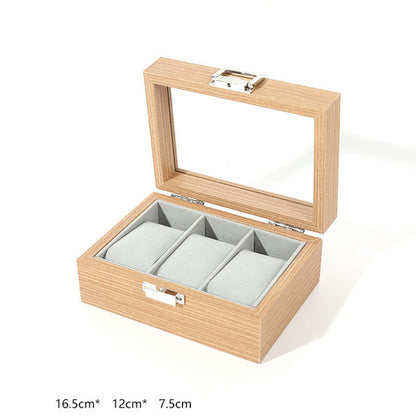 Elegant wooden grain watch jewelry storage case