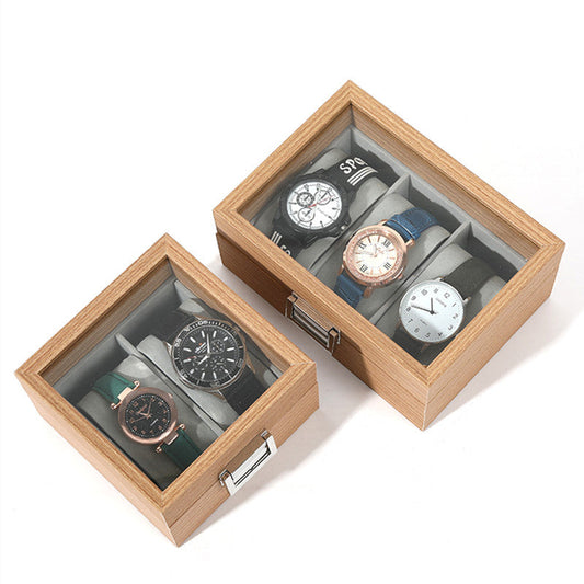 Elegant wooden grain watch jewelry storage case