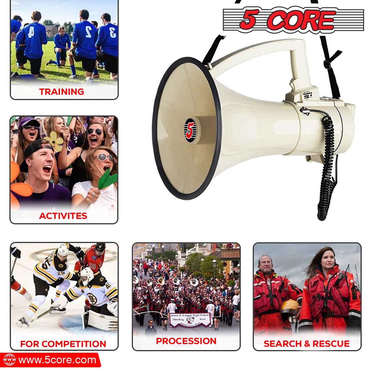 5Core Megaphone Bullhorn Speaker 100W Bull Horn Cheer Megafono 2000