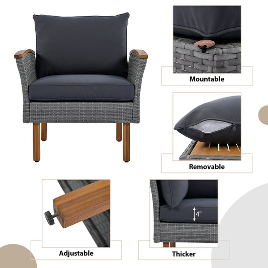 9-Piece Patio Rattan Furniture Set, Outdoor Conversation Set With