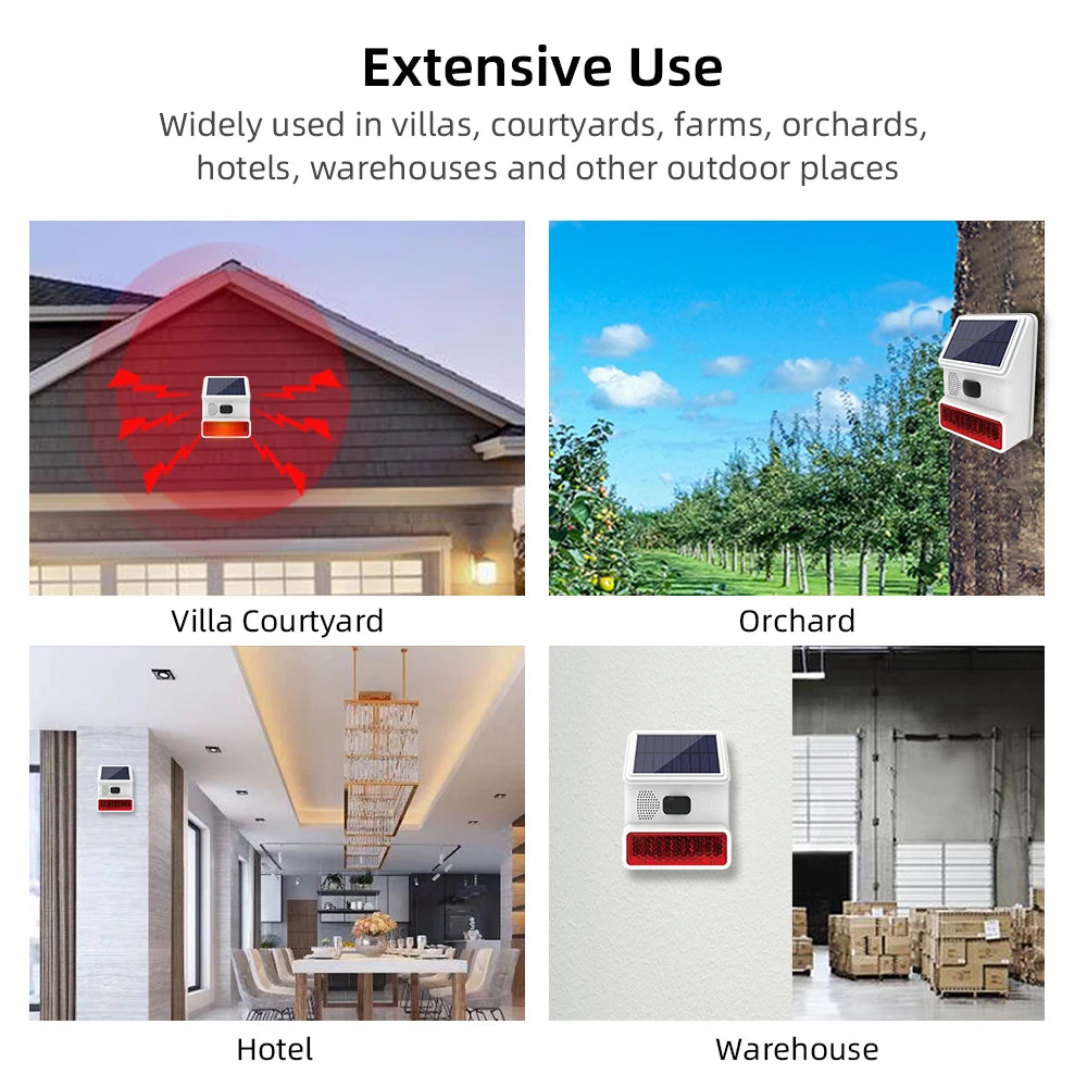 Powered Strobe Sound Flash Waterproof Wireless Outdoor Solar Siren