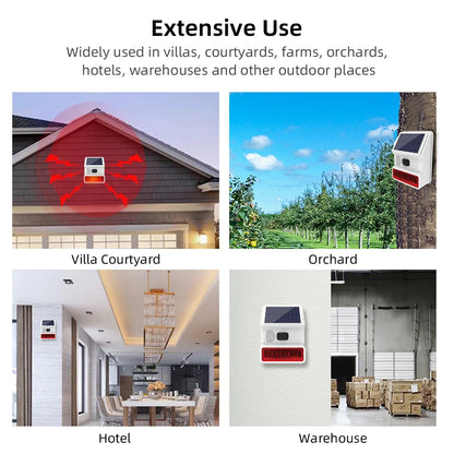 Powered Strobe Sound Flash Waterproof Wireless Outdoor Solar Siren