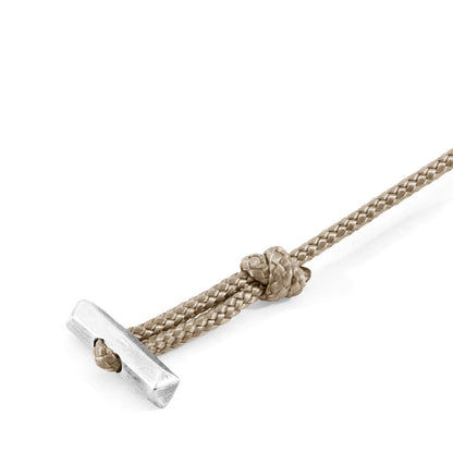Sand Brown Oxford Silver and Rope Bracelet