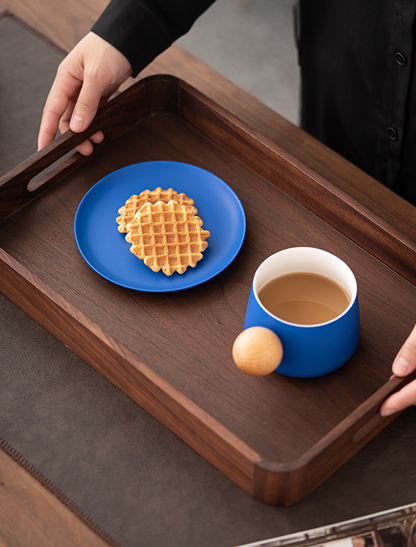 Creative Handle Ceramic Mug & Saucer – Nordic Style Gift Set