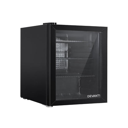 Devanti 46L Glass Door Bar Fridge Mini Countertop Freezer Fridges